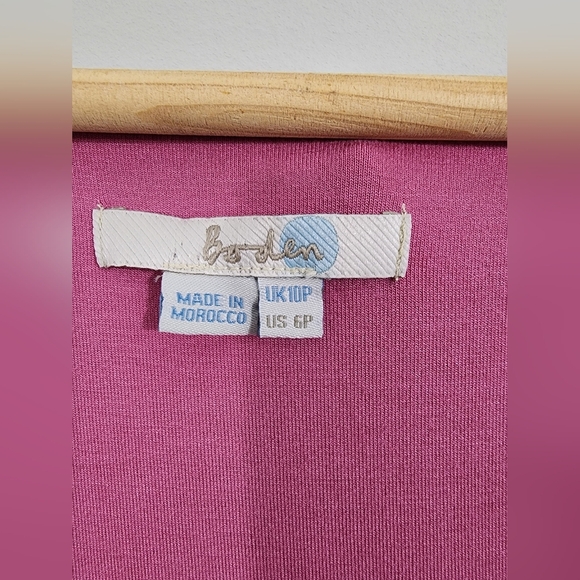 Boden Long Sleeve Belted faux wrap midi dress stretch purple, pink Women's 6P - Picture 10 of 13